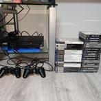 PlayStation 2, Spelcomputers en Games, Met 2 controllers, Gebruikt, Met games, Zwart