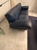 Leren design bank , blauw HK wohnen, zie  2 e bank, Huis en Inrichting, Gebruikt, 200 tot 250 cm, Ophalen, Hedendaags , design