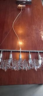 5 kaars kleine fitting rvs glaskristallen lamp, Ophalen of Verzenden, Zo goed als nieuw, Minder dan 50 cm