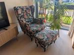 Ikea strandmon oorfauteuil & voetenbank bloemen &extra hoes, Huis en Inrichting, Banken | Sofa's en Chaises Longues, Ophalen, Gebruikt