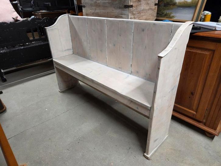 Brocante houten kerkbank, bank, halbank, Antiek en Kunst, Antiek | Meubels | Stoelen en Banken, Ophalen