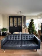 Zwart leren bank Ikea, Ophalen, Tweepersoons, Zo goed als nieuw, Rechte bank