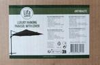 Parasol luxe hangend 400cm nieuw in doos, antraciet, Ophalen, Kantelbaar, Nieuw, Zweefparasol
