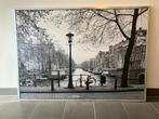 Grote foto van Amsterdamse gracht in metalen lijst, Huis en Inrichting, Foto of Poster, 125 cm of meer, Zo goed als nieuw, Ophalen