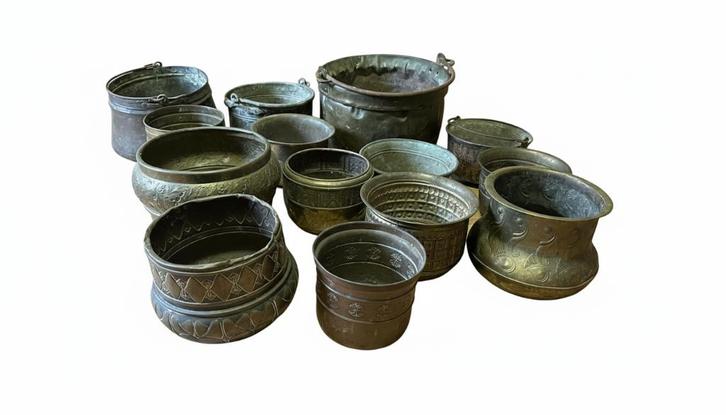 Grote partij antieke koperen potten!, Antiek en Kunst, Antiek | Koper en Brons, Koper, Ophalen