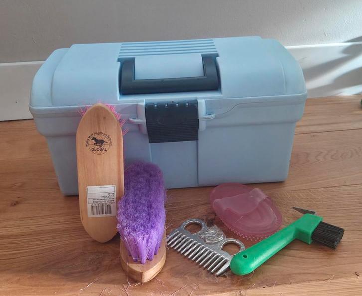 Paarden / pony poetskoffer met borstels, Dieren en Toebehoren, Paarden en Pony's | Overige Paardenspullen, Ophalen of Verzenden