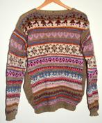 Met de hand gebreide wollen trui Noorse folklore maat L, Verzenden, Gedragen, Maat 42/44 (L), Overige kleuren