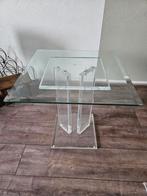 2x Bijzettafel Glas/Plexiglas - Set. Blad 50 x 50 cm, Ophalen, 50 tot 100 cm, Jaren 80, Vierkant
