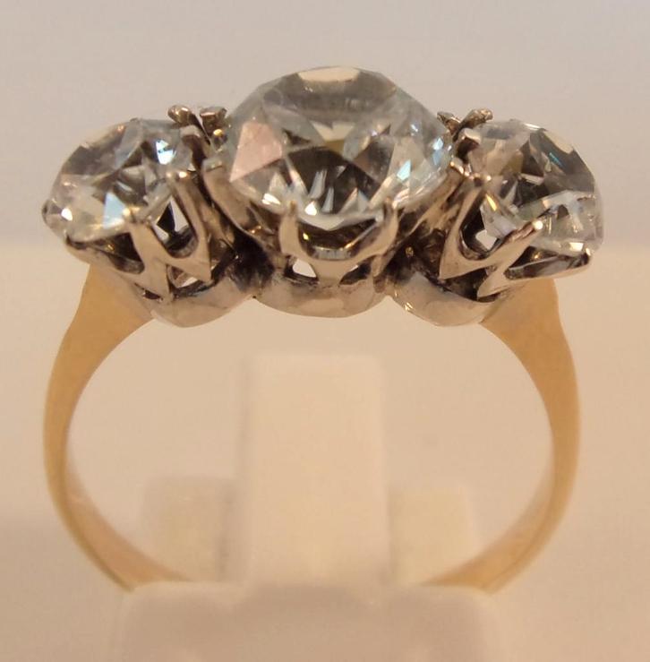 Massief gouden damesring, Sieraden, Tassen en Uiterlijk, Ringen, Zo goed als nieuw, Dame, 17 tot 18, Goud, Goud, Met edelsteen