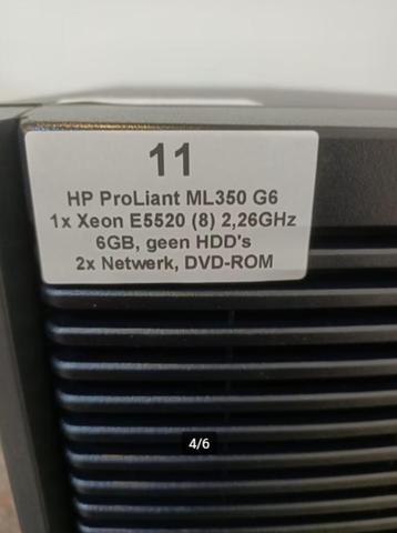 HP Proliant ML350G6 1x Xeon 2,26ghz, 6Gb mem, no harddisk beschikbaar voor biedingen