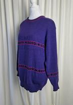 Opvallende vintage unisex trui - paars met neon roze print, Paars, Maat 42/44 (L), Ophalen of Verzenden, Zo goed als nieuw