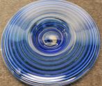 Blauwe ronde glazen schaal van 43 cm doorsnee, Schaal, Rond, Ophalen of Verzenden, Glas