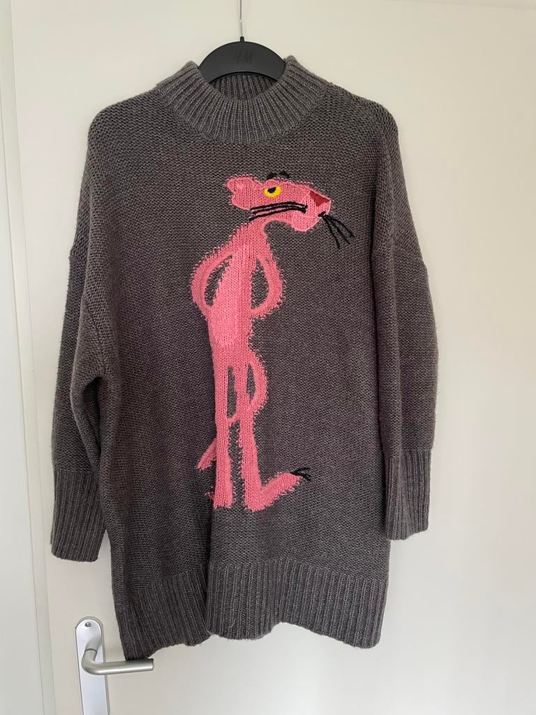 Grijze wollen trui met Pink Panther van Zara maat S, Kleding | Dames, Ophalen of Verzenden, Zo goed als nieuw, Maat 36 (S), Grijs