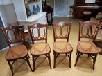 4x bijzondere vintage (Thonet?) stoelen met webbing, Ophalen