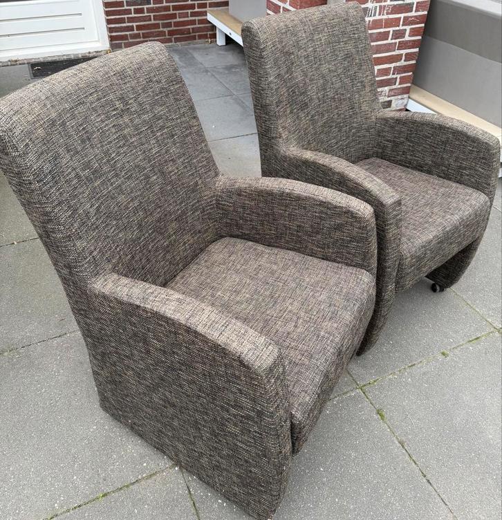 Set van 2 stoffen fauteuils, Huis en Inrichting, Fauteuils, Zo goed als nieuw, Stof, 50 tot 75 cm, Minder dan 75 cm, Ophalen
