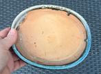 Bonsai onderzetter ovaal crème-bruin-blauw 20,2x16,3x1,6, Ophalen of Verzenden, Zo goed als nieuw, Overige vormen, Aardewerk