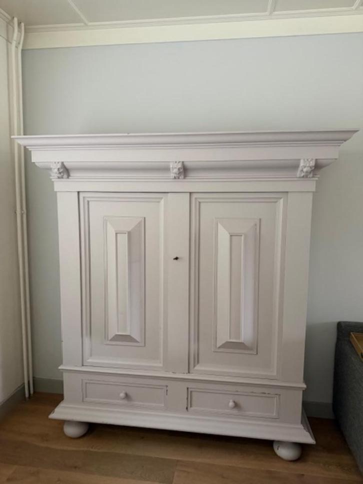 Antieke Groenlose kast bestaande uit 3 delen, Huis en Inrichting, Kasten | Kledingkasten, Gebruikt, 150 tot 200 cm, 50 tot 100 cm