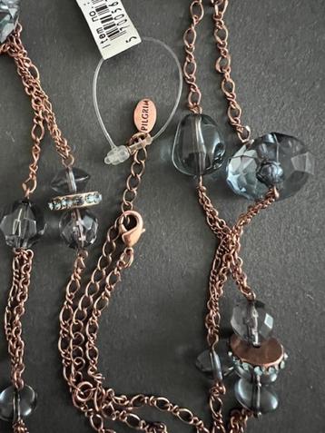 NIEUW: PILGRIM DANISH DESIGN lange ketting brons blauw beschikbaar voor biedingen