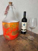 Handbeschilderde vaas met gouden klomp – uniek en decoratief, Ophalen, Nieuw, Oranje, Glas