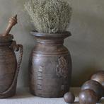 Oude houten Himachal pot Nepalese kruik, Huis en Inrichting, Woonaccessoires | Vazen, Ophalen, Overige materialen, Gebruikt, Overige kleuren