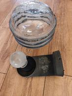 Vintage buitenlamp met bubbeltjesglas, Ophalen of Verzenden, Zo goed als nieuw, 50 tot 250 watt, Wandlamp