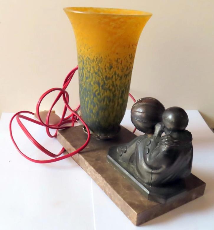 Uit inboedel: Art nouveau lamp met wierookbrander, incl verz, Antiek en Kunst, Antiek | Lampen, Verzenden