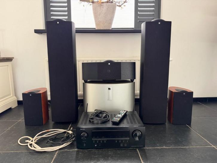 KEF Speakerset (Q5, Q9C, IQ1 & PSW2500) en Denon versterker, Audio, Tv en Foto, Luidsprekers, Gebruikt, Complete surroundset, 120 watt of meer
