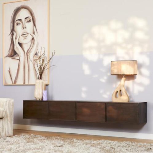 Zwevend TV-meubel Vision – 200 cm | Walnoot | Mangohout, Huis en Inrichting, Kasten | Televisiemeubels, Nieuw, Minder dan 100 cm
