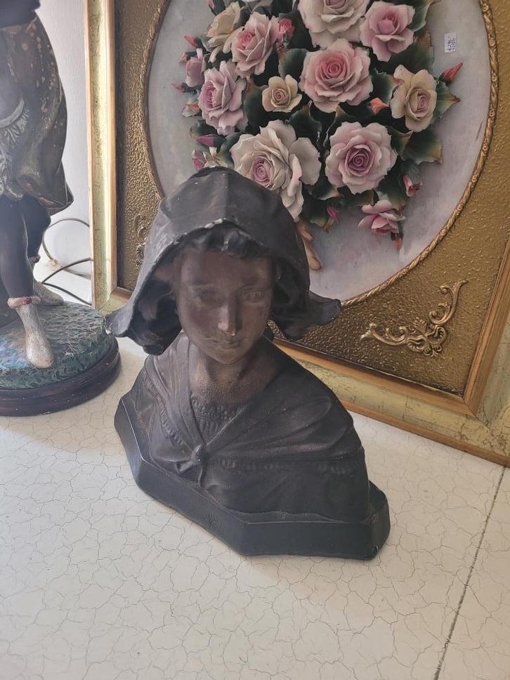 Antieke Franse holle buste van gips, Antiek en Kunst, Curiosa en Brocante, Ophalen of Verzenden