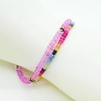 Twee armbandjes regenboog saffier en roze topaas, Verzenden, Zo goed als nieuw, Nvt, Roze