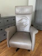 Grijze leren relaxstoel, Huis en Inrichting, Ophalen of Verzenden, Gebruikt, Leer, 75 tot 100 cm