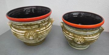 Vintage 2 Aardewerk Bloempotten - Potterie Bay West Germany beschikbaar voor biedingen