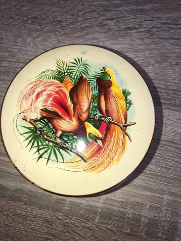 Blikje rond. Vintage Vogelmotief beschikbaar voor biedingen