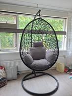Zwarte Hangstoel met Kussens, Huis en Inrichting, Stoelen, Ophalen, Zwart, Zo goed als nieuw, Metaal