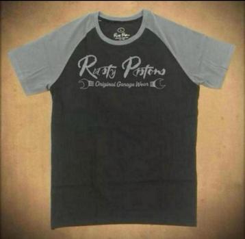 t-shirt, Rusty Pistons,merril,zwart, grijs,biker, rocker,man beschikbaar voor biedingen