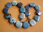 HALSKETTING KAZURI BEADS KRALEN HANDGEMAAKT FAIRTRADE KENIA, Overige materialen, Verstelbaar, Blauw, Ophalen of Verzenden