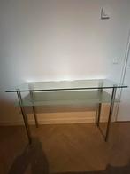 Glazen bijzettafel met RVS poten 120x40x79 cm, Huis en Inrichting, Tafels | Bijzettafels, Ophalen, 75 cm of meer, 60 cm of meer