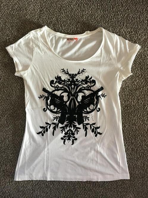 Wit Only t-shirt met zwarte print, Kleding | Dames, T-shirts, Zo goed als nieuw, Maat 38/40 (M), Wit, Korte mouw, Ophalen of Verzenden