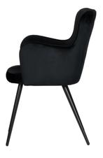 Wing Chair Black – Zwarte Velvet Eetkamerstoelen, Japandi, Hotel Chique, Modern, Zwart, Ophalen of Verzenden, Metaal