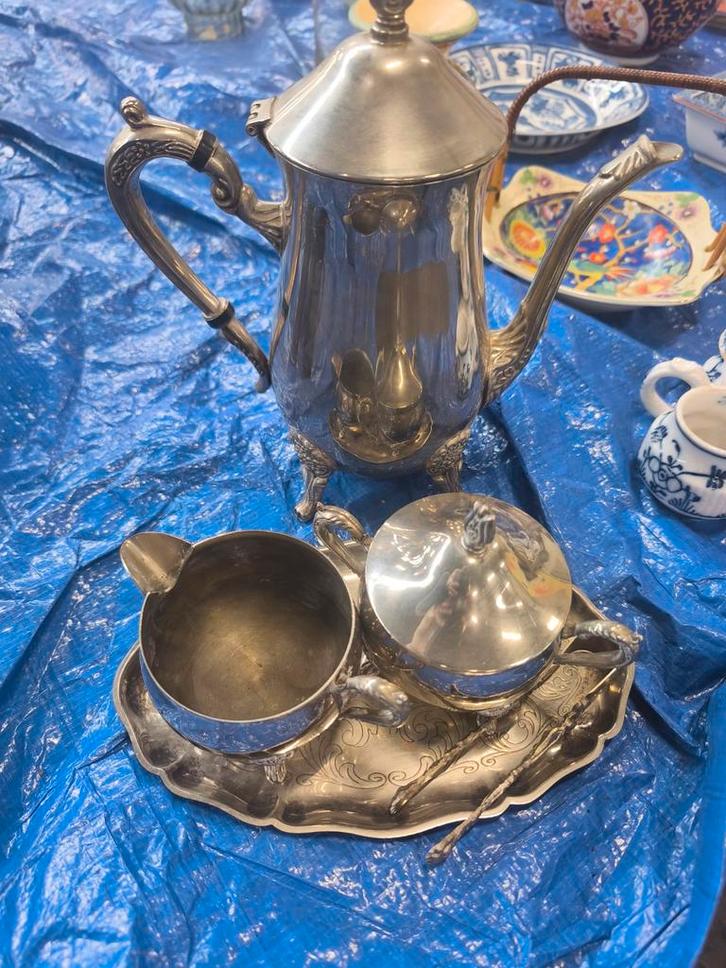 Zilveren Koffie- en Theeservies, Antiek en Kunst, Antiek | Goud en Zilver, Ophalen of Verzenden