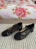 Zwart witte pumps van tweed stof met hak maat 41, Ophalen of Verzenden, Gedragen, Zwart, Pumps