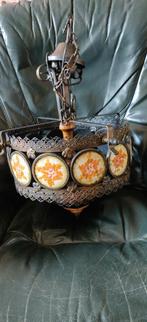 Zeer mooie hanglamp met emaille bloemen, Antiek en Kunst, Ophalen