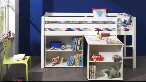 Halfhoogslaper met bureau en kastje wit (van BeterBed), Kinderen en Baby's, Kinderkamer | Stapelbedden en Hoogslapers, Gebruikt