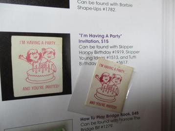  Vintage  barbie  Skipper  Invitation mattel beschikbaar voor biedingen