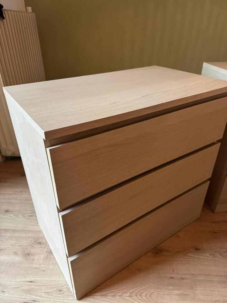 2x Houten ladekast (Ikea MALM), Huis en Inrichting, Kasten | Dressoirs, Zo goed als nieuw, 50 tot 100 cm, 50 tot 75 cm, Met lade(s)