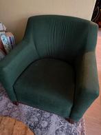 Groene Fauteuil met bijpassende voetenbank, Huis en Inrichting, Fauteuils, Ophalen, Zo goed als nieuw, Hout, 75 tot 100 cm