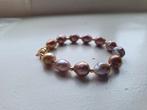 Armband roze parels goudkleurige details, Overige materialen, Nieuw, Ophalen of Verzenden, Roze
