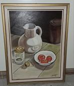 Stilleven schilderij met kruik, pot en tomaten, Ophalen of Verzenden