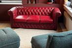 Chesterfield oxblood rood 3 Zits leer, Huis en Inrichting, Ophalen, Gebruikt, Driepersoons, Rechte bank