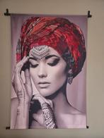 Prachtig wandkleed met Vrouw en Rode Tulband (velvet-look), Ophalen, Zo goed als nieuw